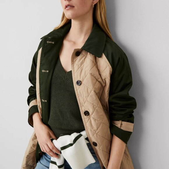 NWT Ann Taylor Weekend Collection Quilted Mixed Media Mac Coat - Picture 4 of 7